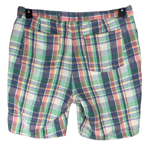 Tommy Bahama Linen Shorts Mens 35 Reversible Plaid & Paisley Floral Multicolor - Picture 2 of 14